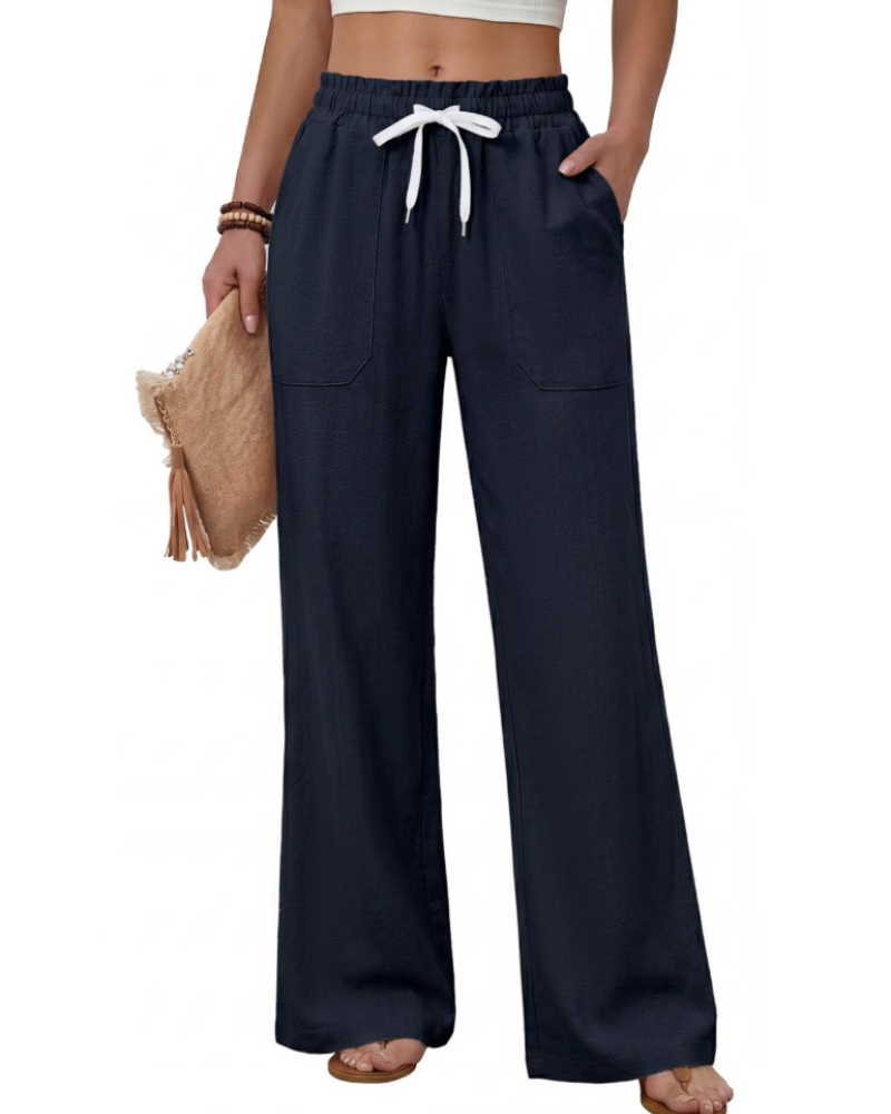 Elisa Pantalón Mujer – Verano Ligero, Cintura Ajustable y 4 Bolsillos