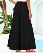 Cora Pantalón Palazzo Mujer – Pierna Ancha con Cordón y Bolsillos