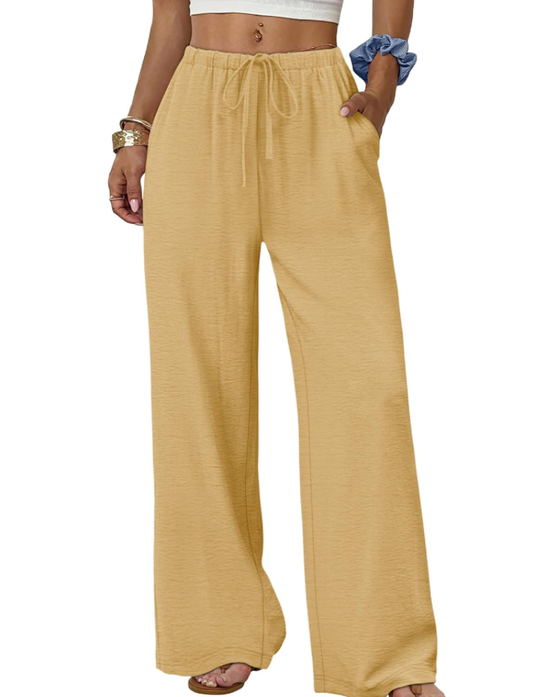 Willow Pantalón Palazzo Mujer – Pierna Ancha con Cintura Elástica y Cordón