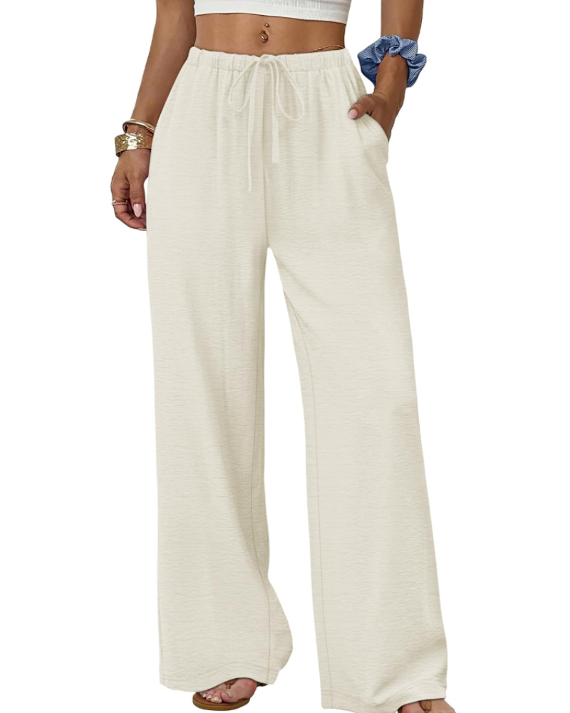 Willow Pantalón Palazzo Mujer – Pierna Ancha con Cintura Elástica y Cordón