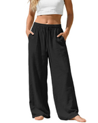 Sadie Pantalón Palazzo Mujer – Lino Ligero con Cintura Elástica y Bolsillos
