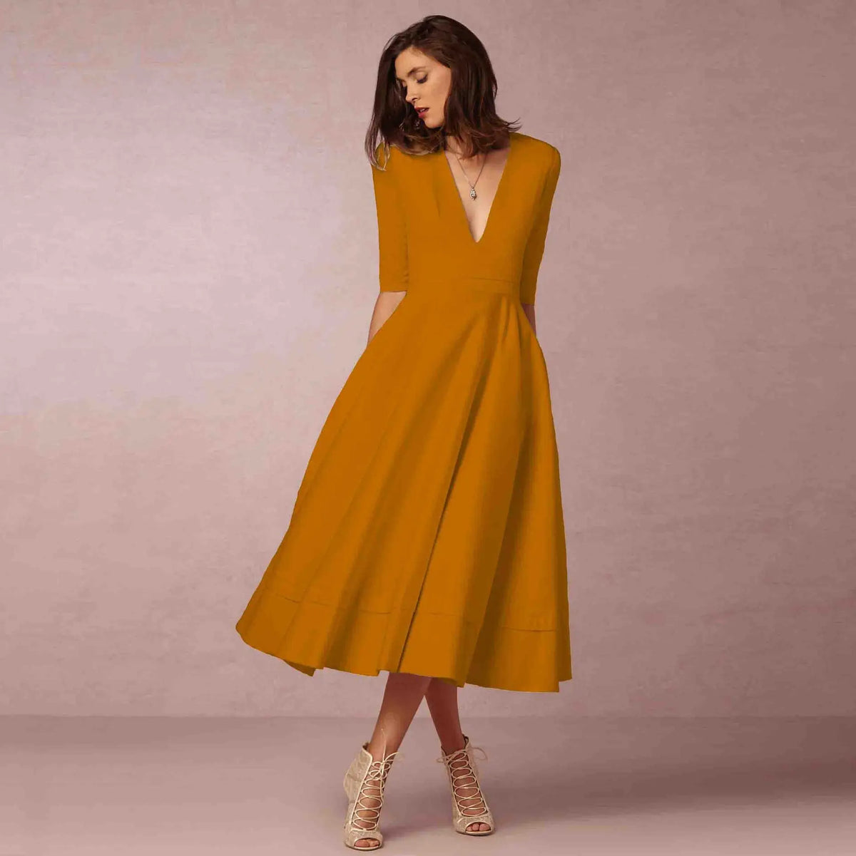 Vestido midi Valentina para Mujer – Corte elegante, Cómodo y Cálido