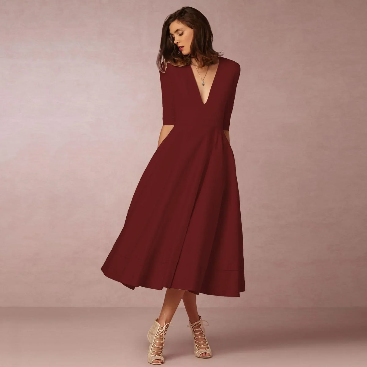 Vestido midi Valentina para Mujer – Corte elegante, Cómodo y Cálido