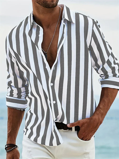 Men’s Linen and Cotton Striped Shirt
