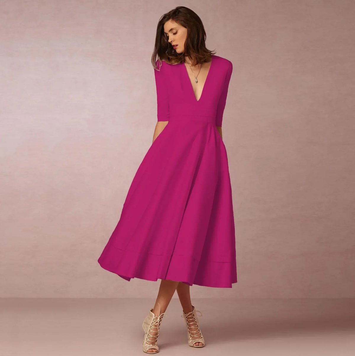 Vestido midi Valentina para Mujer – Corte elegante, Cómodo y Cálido