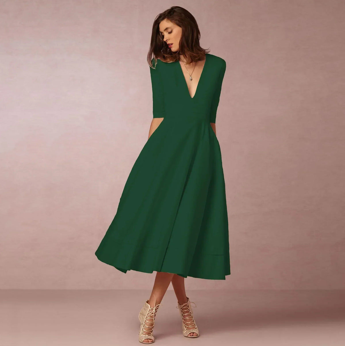 Vestido midi Valentina para Mujer – Corte elegante, Cómodo y Cálido