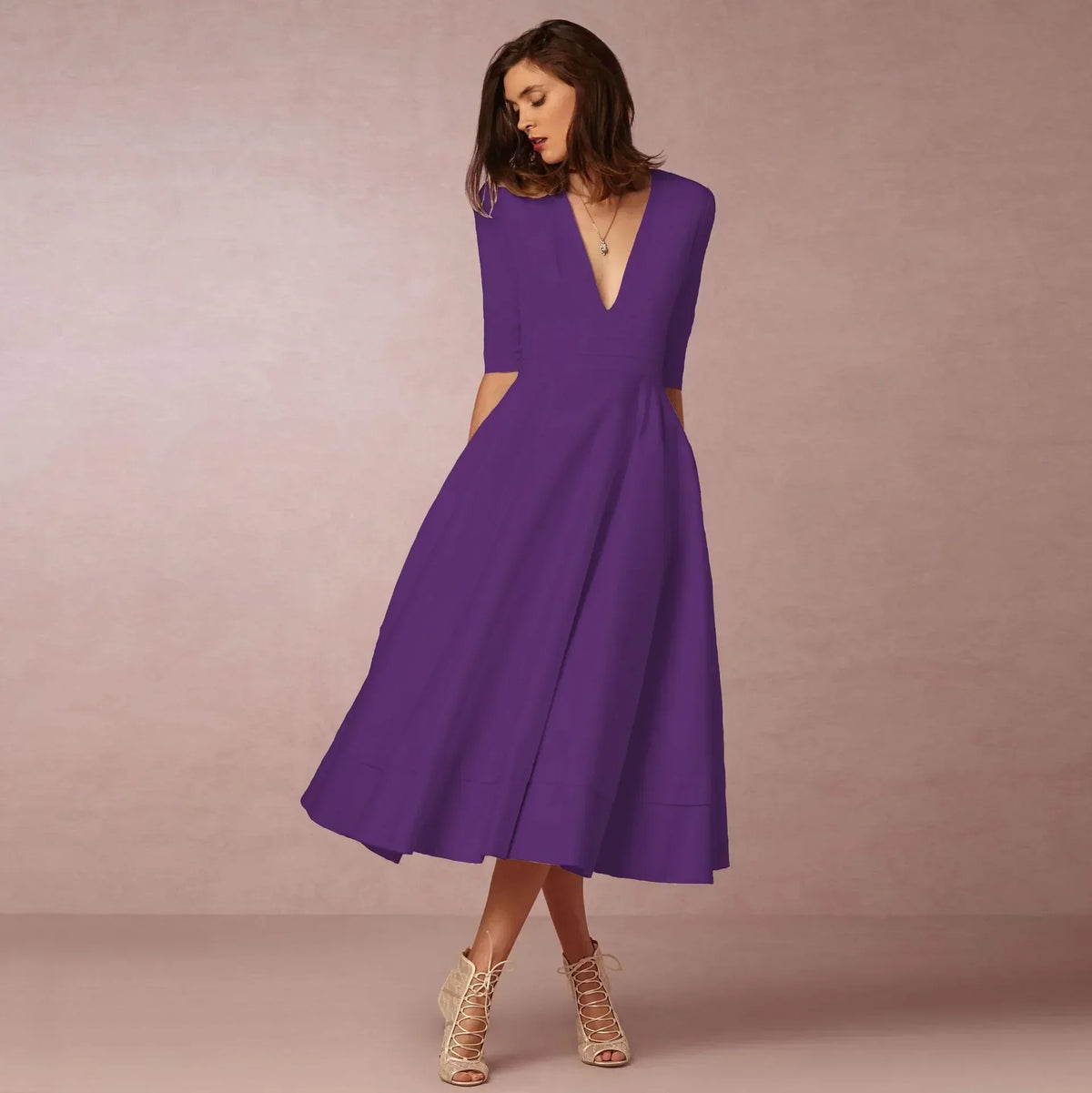 Vestido midi Valentina para Mujer – Corte elegante, Cómodo y Cálido