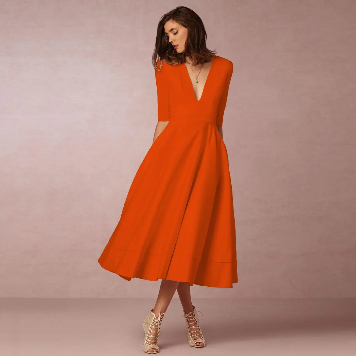 Vestido midi Valentina para Mujer – Corte elegante, Cómodo y Cálido
