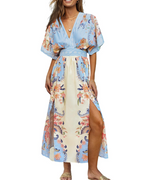 Juliet Vestido Maxi Boho Mujer – Manga Kimono, Cuello en V, Cintura Alta y Abertura
