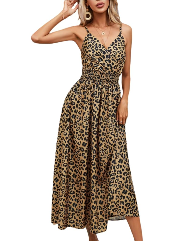 Piper Abito Maxi Floreale Donna – Scollo a V, Spalline Sottili e Vita Alta