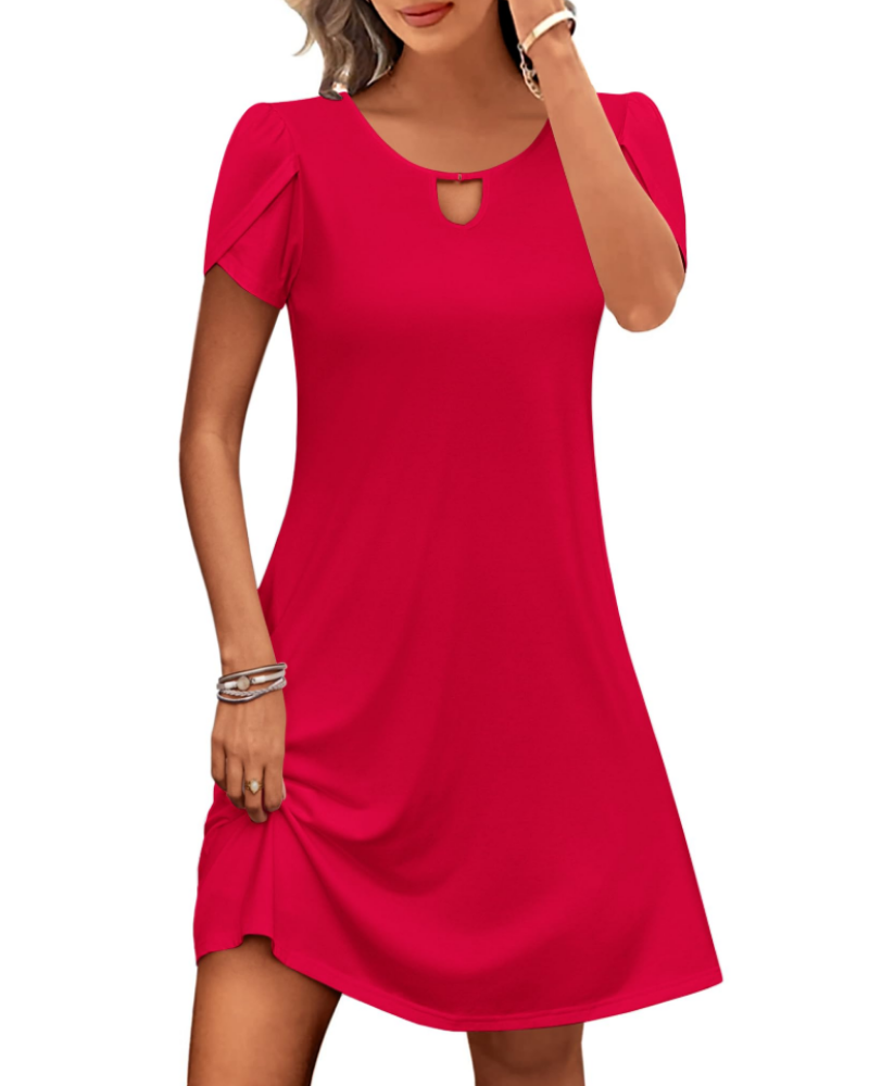 Camille Vestido Midi Floral Mujer – Cuello Redondo, Mangas Abullonadas y Bolsillos