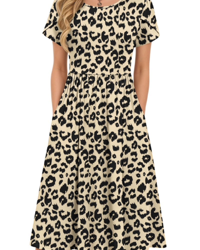 Isabelle Vestido Midi Verano Mujer – Cintura Elástica, Mangas Pétalo y Bolsillos