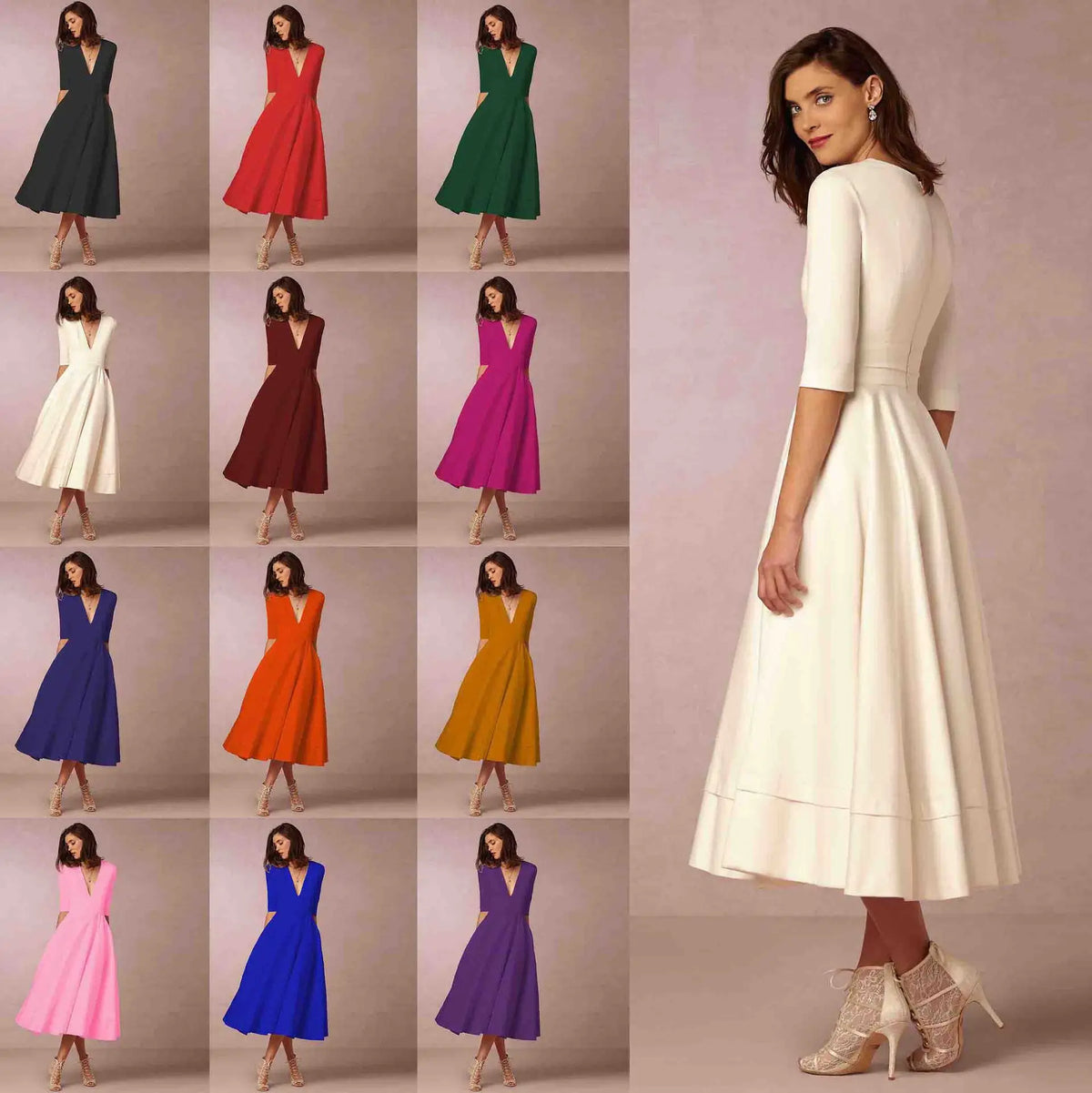 Vestido midi Valentina para Mujer – Corte elegante, Cómodo y Cálido