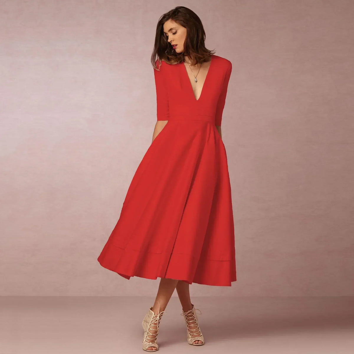 Vestido midi Valentina para Mujer – Corte elegante, Cómodo y Cálido