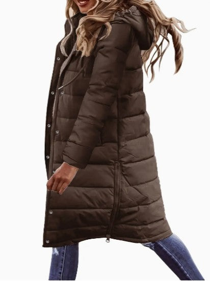 Evie Cappotto Lungo Imbottito da Donna – Giacca Invernale Elegante con Cappuccio