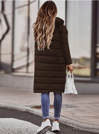 Evie Cappotto Lungo Imbottito da Donna – Giacca Invernale Elegante con Cappuccio