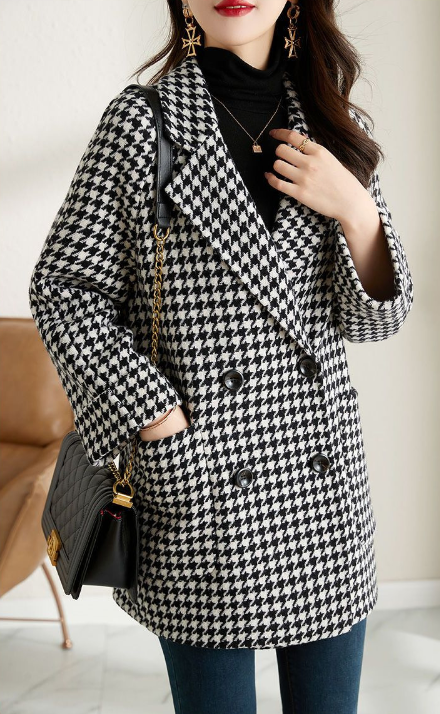 Audrey Women's Plaid Jacket – Elegant Chic Vintage Oversized Coat
