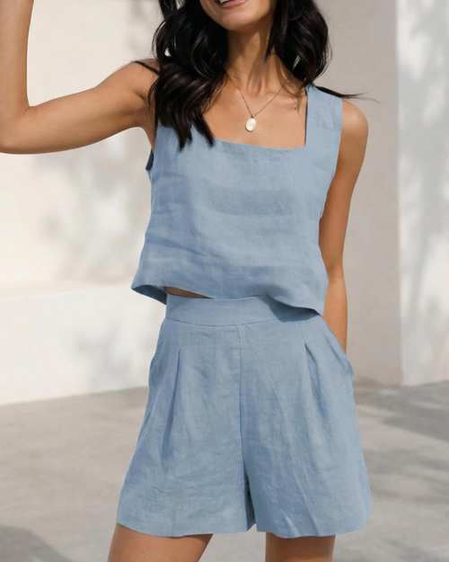 Camila Women's Set – Two-Piece Set with Shorts, Sleeveless Top, and Lounge Style