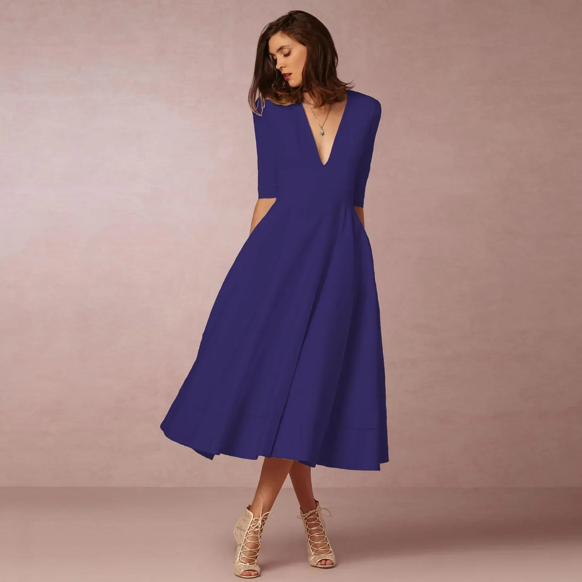 Vestido midi Valentina para Mujer – Corte elegante, Cómodo y Cálido