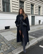 Abrigo de lana Marina para Mujer – Elegante, Con aislamiento térmico y Cálido