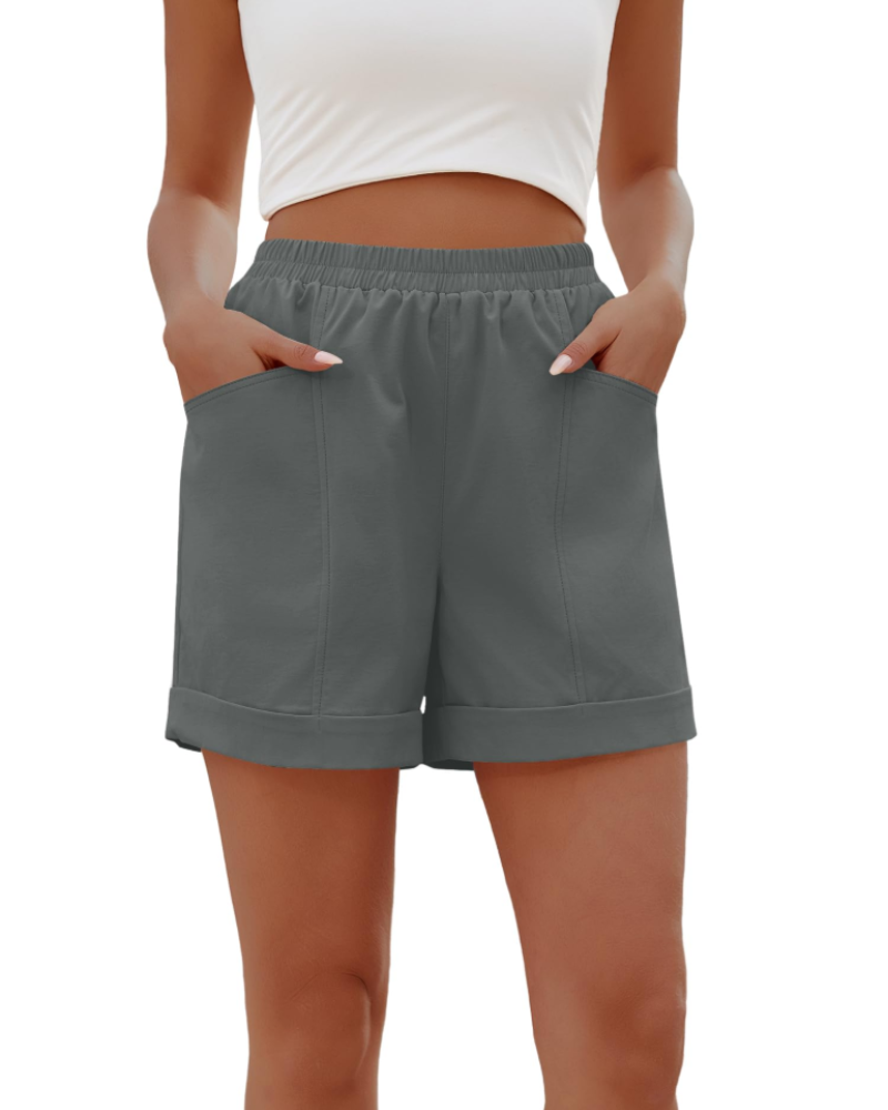 Sienna Shorts Mujer – Algodón Ligero, Cintura Alta, Largo Rodilla y Bolsillos