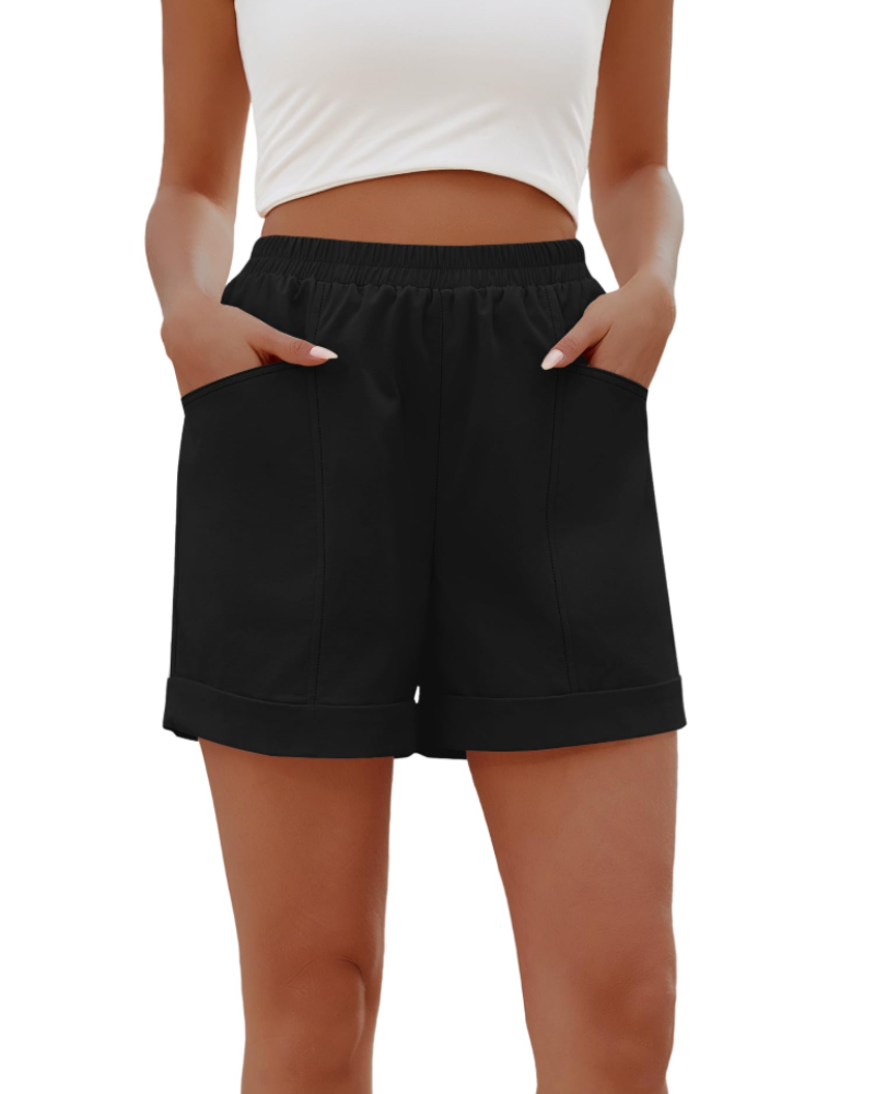 Sienna Shorts Mujer – Algodón Ligero, Cintura Alta, Largo Rodilla y Bolsillos