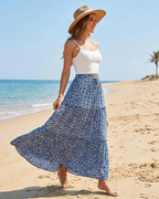 Ruby Falda Maxi Mujer – Estilo Boho Floral Vintage A-Line con Cintura Elástica y Volantes