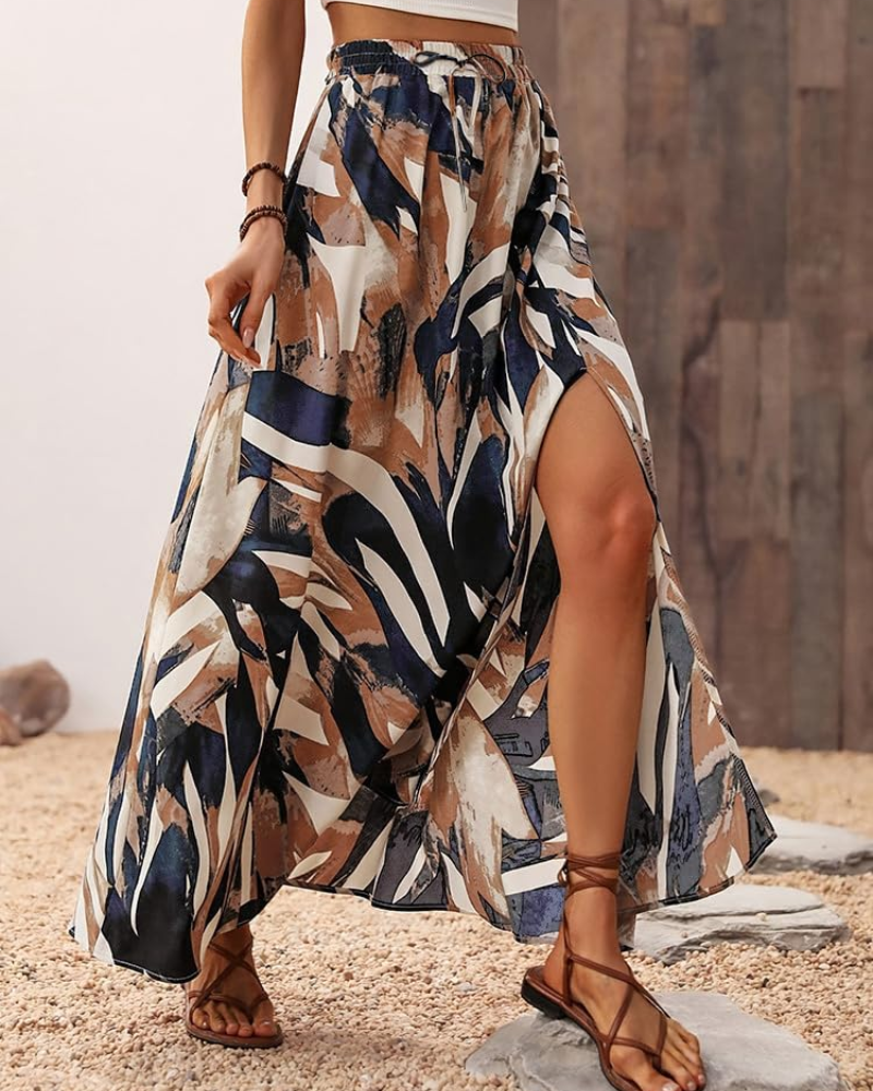 Savannah Falda Maxi Mujer – Cintura Alta Elástica con Abertura Lateral