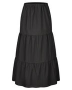Hazel Falda Midi Mujer – Corte A-Line con Volantes, Cintura Alta y Bolsillos