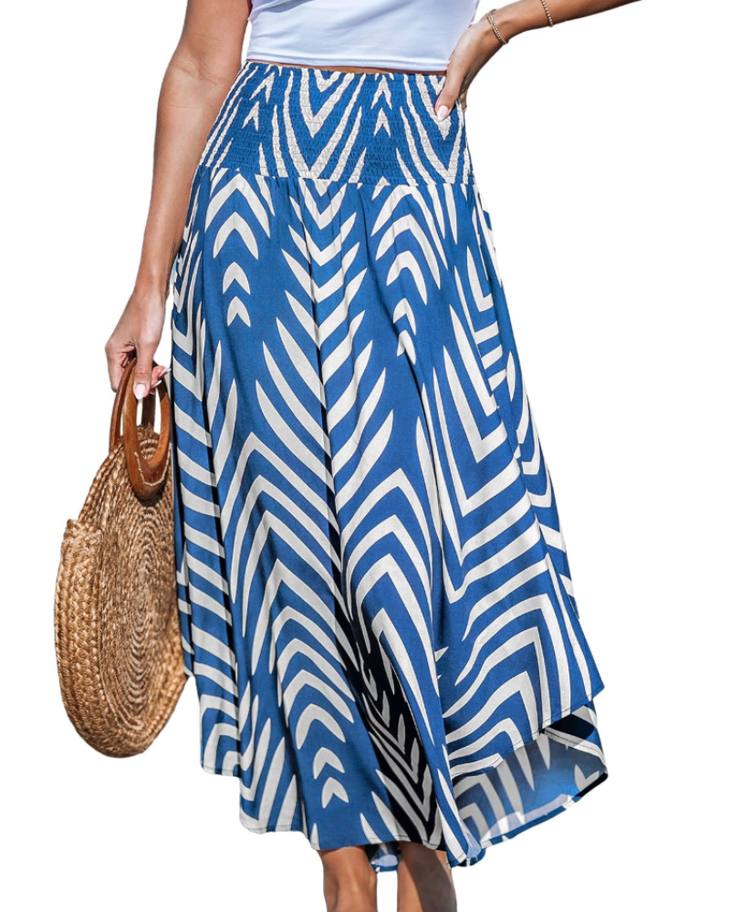 Kennedy Falda Maxi Mujer – Viscosa Boho con Cintura Elástica y Estampado Abstracto