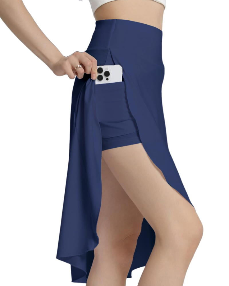 Ariana Falda Pantalón Midi Mujer – Shorts Integrados, Bolsillos y Volantes