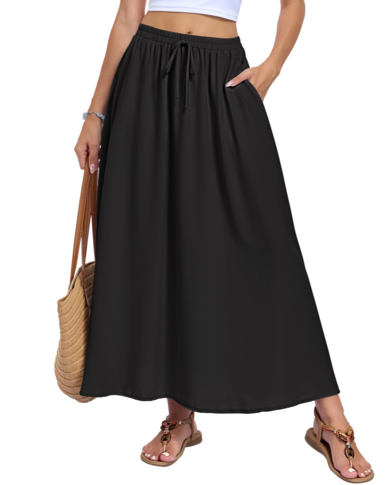 Naomi Falda Maxi Mujer – Corte A-Line con Cintura Ajustable y Bolsillos Laterales