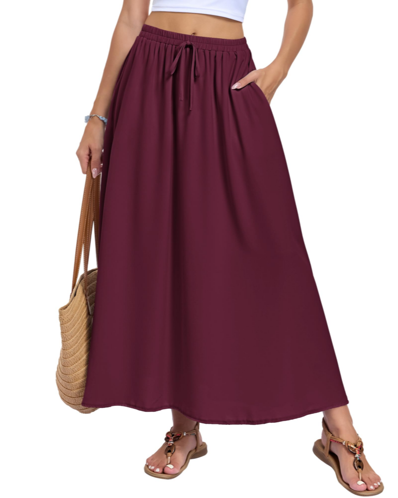 Naomi Falda Maxi Mujer – Corte A-Line con Cintura Ajustable y Bolsillos Laterales