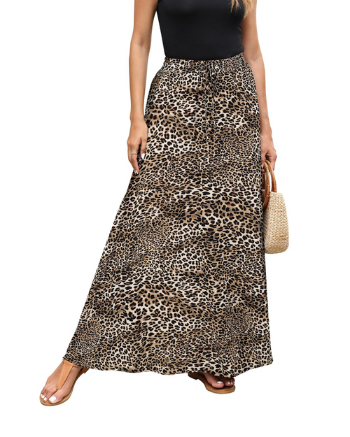 Camila Maxi Skirt for Women – Boho Floral with Elastic Waist, Adjustable Drawstring, and A-Line