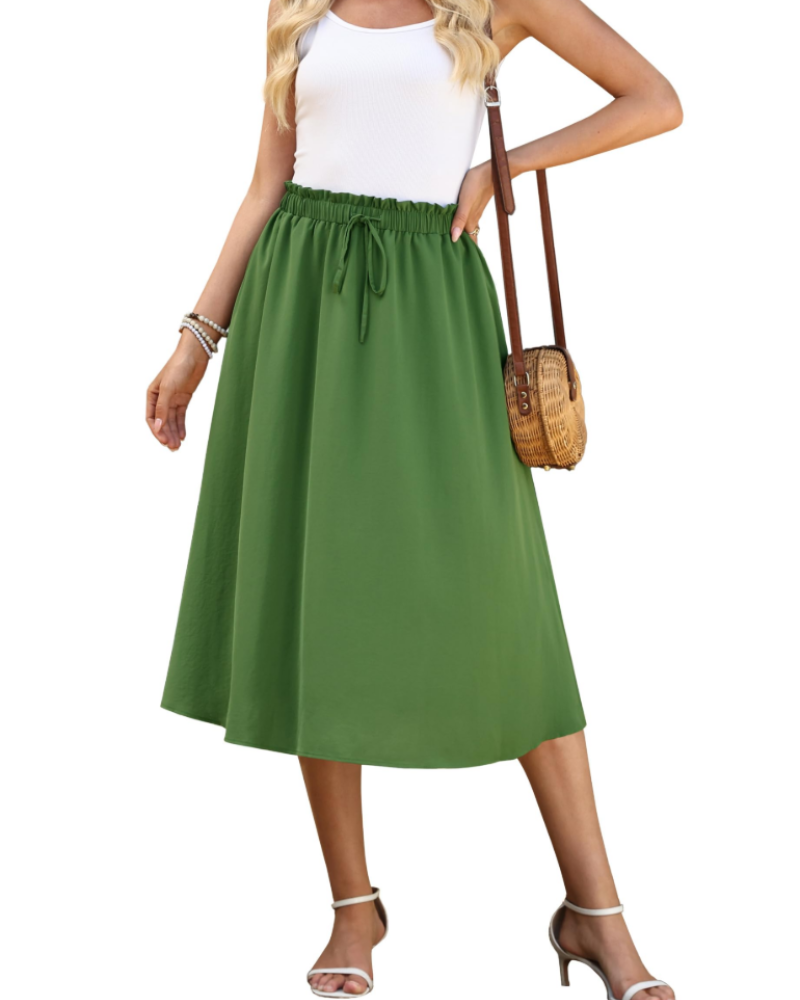 Avery Falda Maxi Mujer – Cintura Elástica con Cordón Ajustable y Corte Fluido