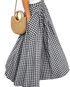 Hailey Falda Maxi Mujer – Diseño Cuadros A-Line con Bolsillos y Corte Largo Elegante