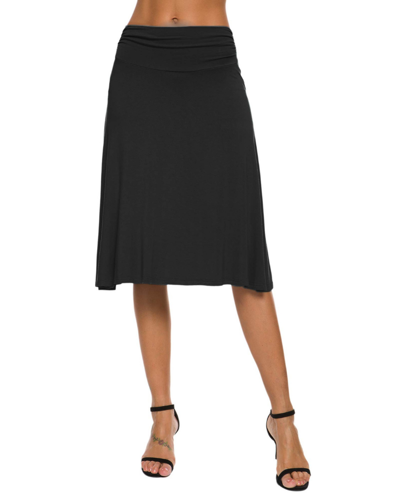Harper Falda Midi Mujer – Línea A Elástica con Tejido Stretch y Estilo Elegante