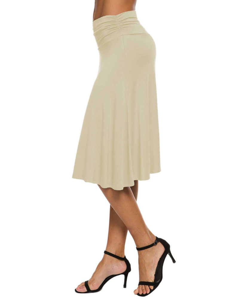 Harper Falda Midi Mujer – Línea A Elástica con Tejido Stretch y Estilo Elegante