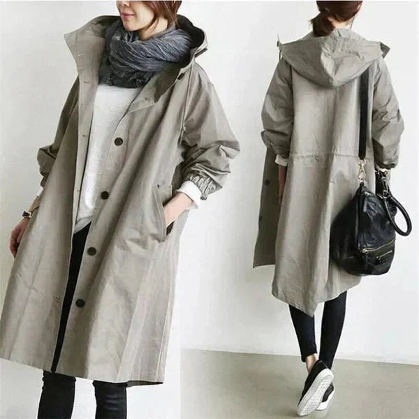 Elizabeth Abrigo de Lluvia para Mujer – Chaqueta Impermeable Elegante con Capucha
