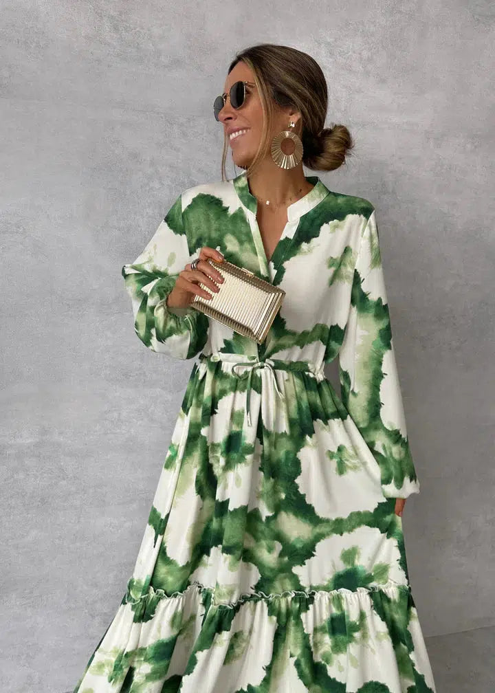 Patricia robe maxi pour femme – robe longue élégante avec décolleté en V chic