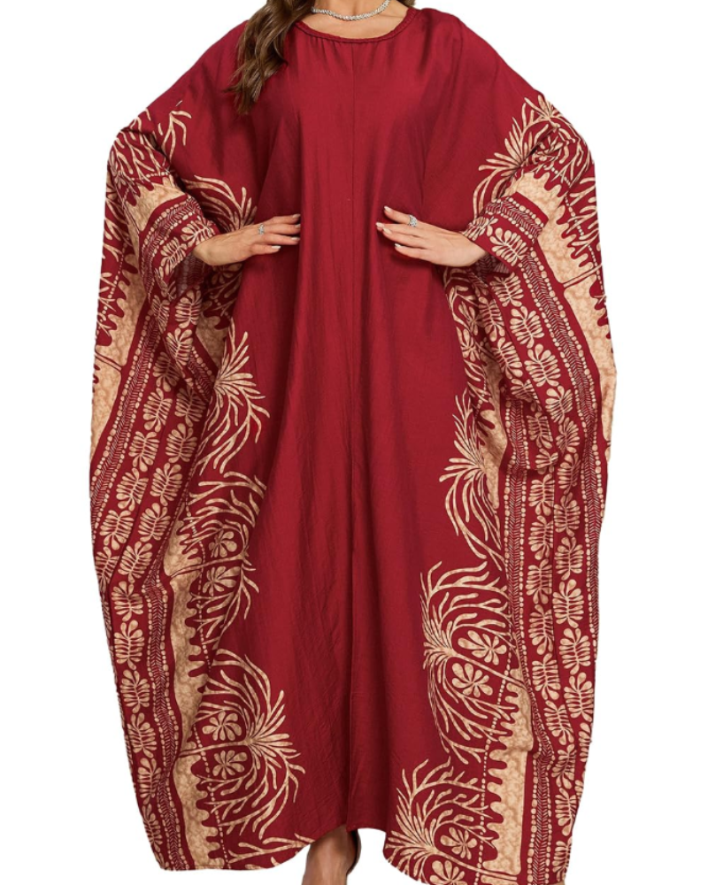 Serena Kaftán Playa Mujer – Bordado Boho, Corte Oversize y Tejido Ligero