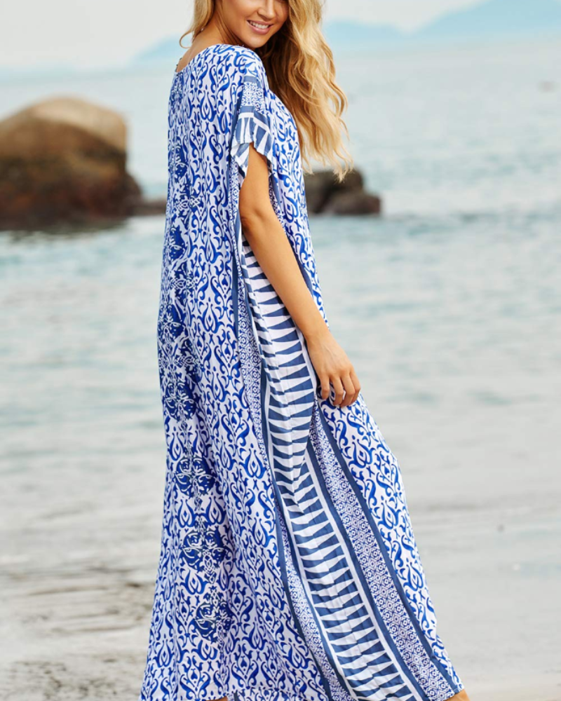 Serena Kaftán Playa Mujer – Bordado Boho, Corte Oversize y Tejido Ligero