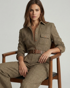 Bridget Mono de Cuadros Mujer – Cinturón, Bolsillos y Pantalón de Pierna Ancha
