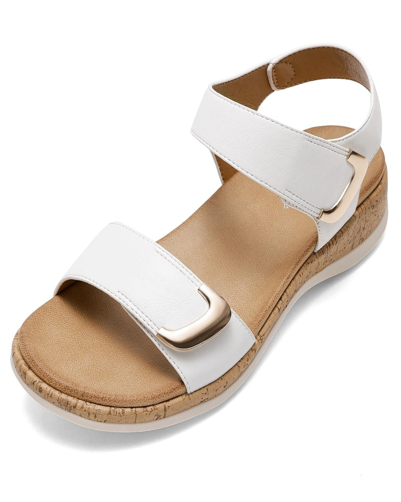 Daisy Sandalias Planas Mujer – Hebilla Ajustable, Cuero PU y Suela TPR