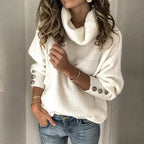 Emma Jersey Cuello Alto para Mujer – Suéter Elegante Invierno Chic Botones