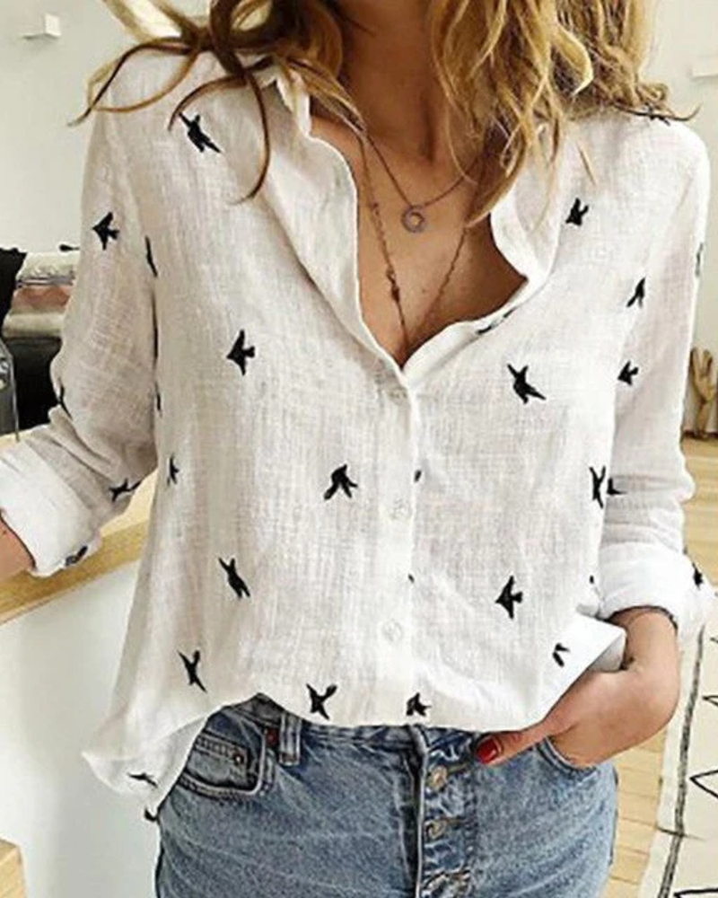 Natalie Blusa Abotonada Mujer – Escote Bajo, Manga Media y Diseño Ligero