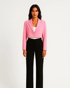 Tessa Blazer Corto Mujer – Corte Entallado, Solapas y Diseño Abierto
