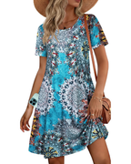 Nora Vestido Camiseta Mujer – Manga Corta con Bolsillos y Corte Fluido