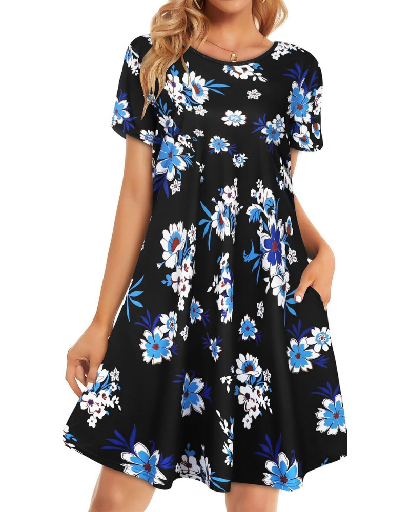 Nora Vestido Camiseta Mujer – Manga Corta con Bolsillos y Corte Fluido
