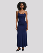 Arabella Vestido Maxi Mujer – Corte Bodycon, Tirantes Finos y Detalles Plisados
